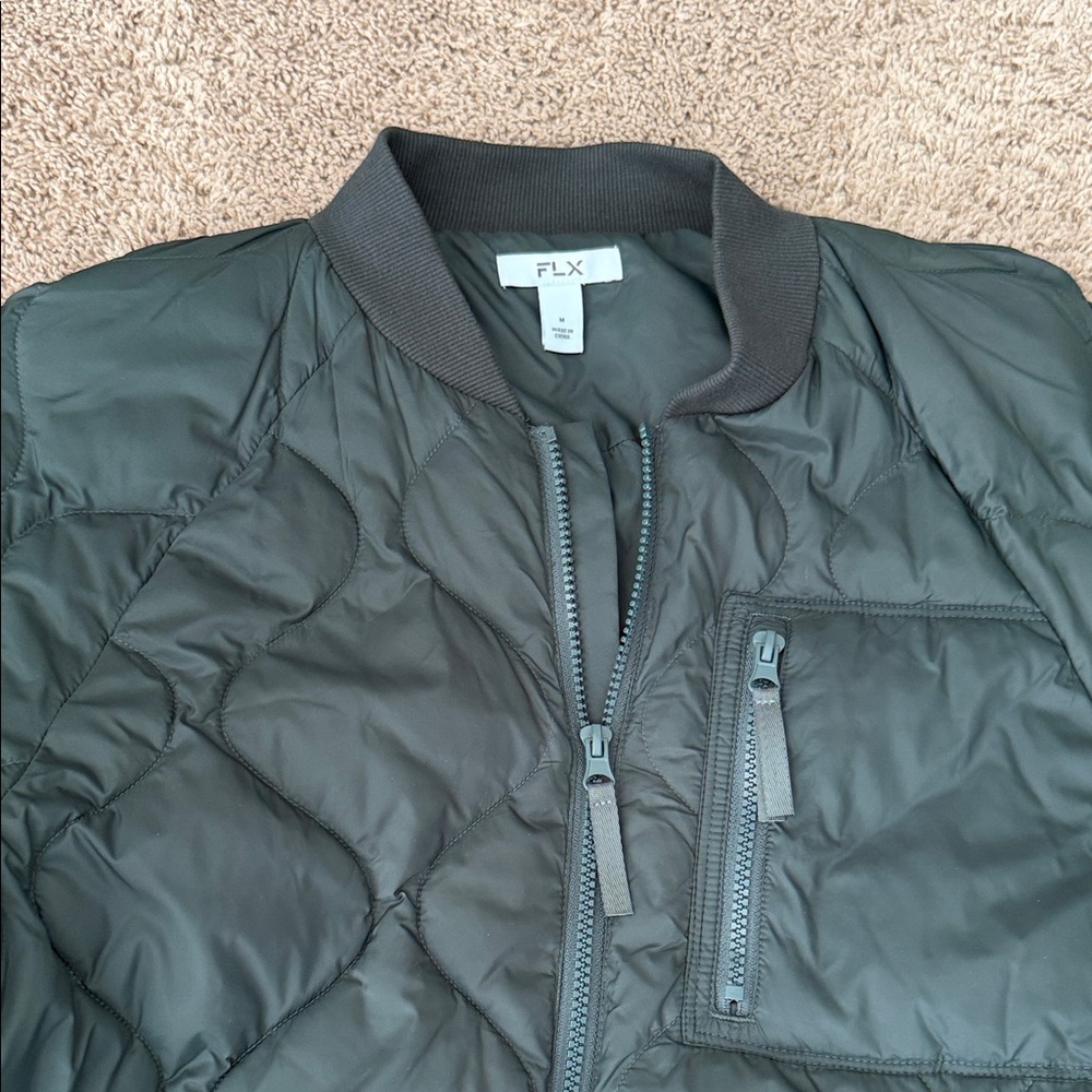 FLX Quilted Bomber Jacket - Charcoal
